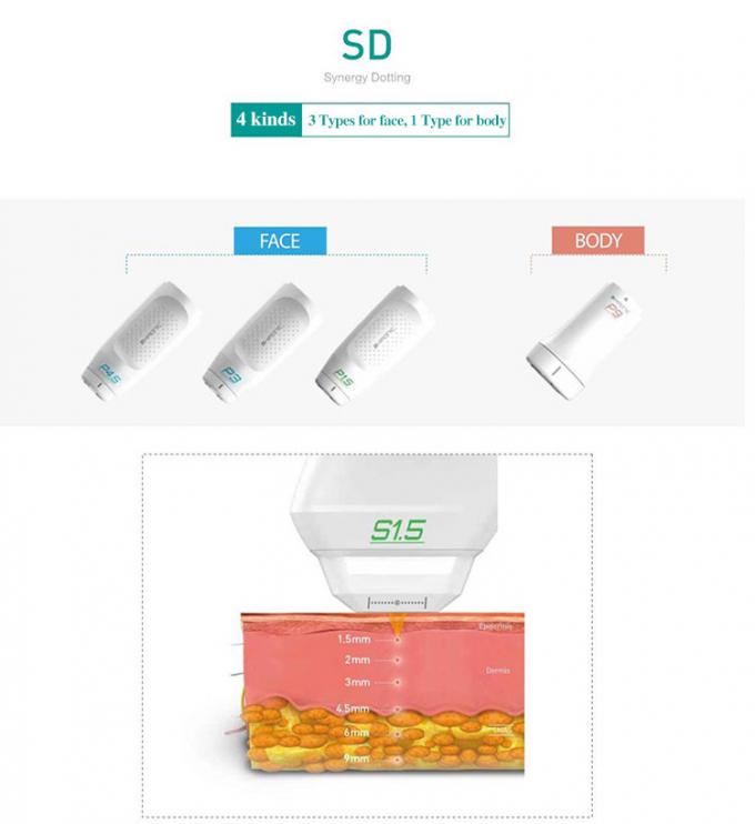 Máquina multifuncional MFU RF HIFU para apretar y levantar la piel de la cara y el cuerpo con 4 asas y 10 cartuchos