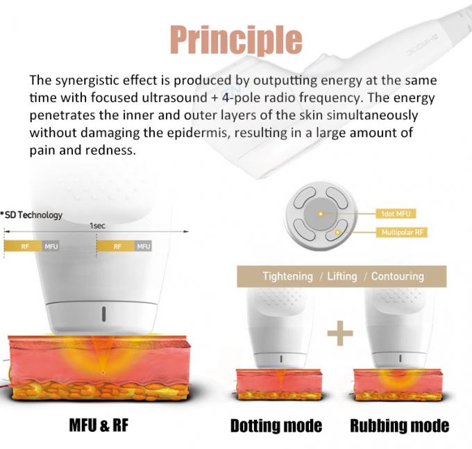 Máquina multifuncional MFU RF HIFU para apretar y levantar la piel de la cara y el cuerpo con 4 asas y 10 cartuchos